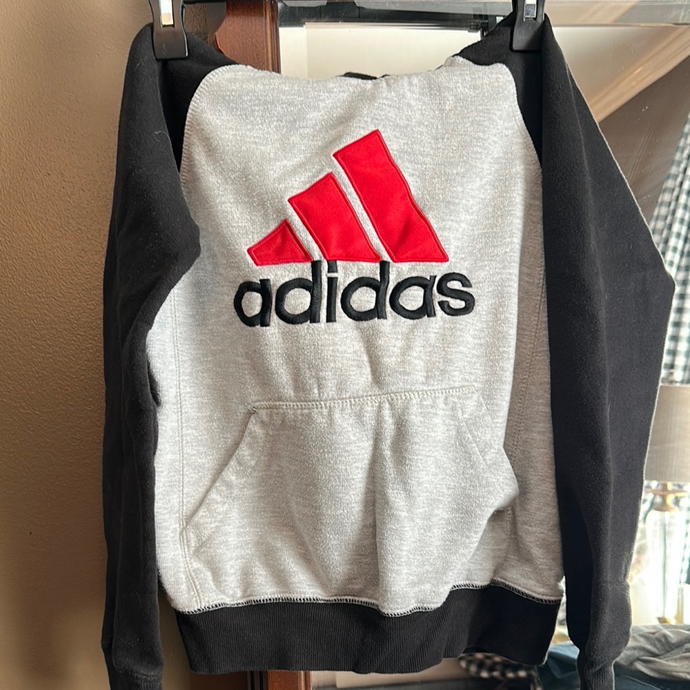 Adidas Red and Black Logo Hoodie